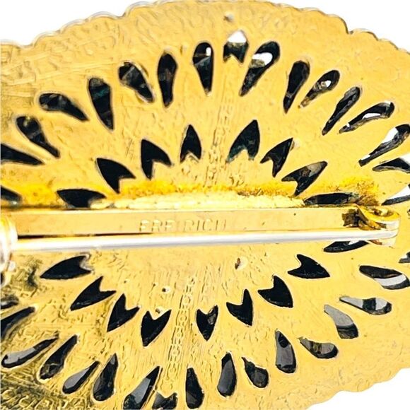 Freirich Diamond Shaped Goldtone Brooch - Picture 5 of 7